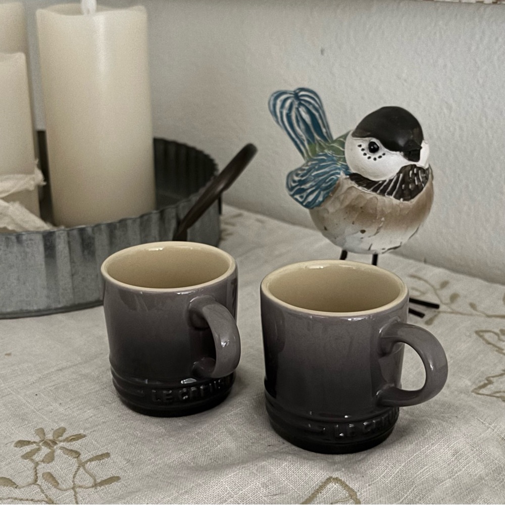 Le Creuset Espresso Mug * Set of 2 * Ombré Gray Oyster Color 3 1/2 oz